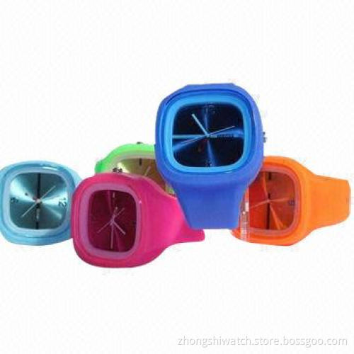 Fashionable Unisex Quartz Fruit Jelly Silicone Wristwatch, Rubber Sports, Silicone Case and Band